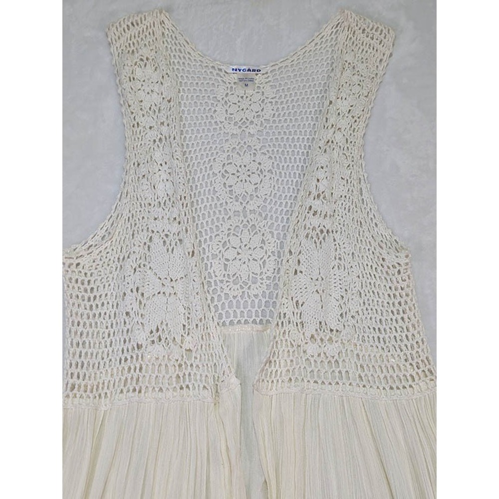 Nygard Vest Womens M Ivory Renfaire Boho Cottage Fairy Prairie Coachella Beach - Picture 3 of 11